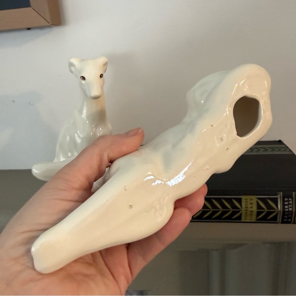 2 Vintage White Ceramic Greyhound Whippet Figurines Minimalist 7.5” Statue - Picture 3 of 11
